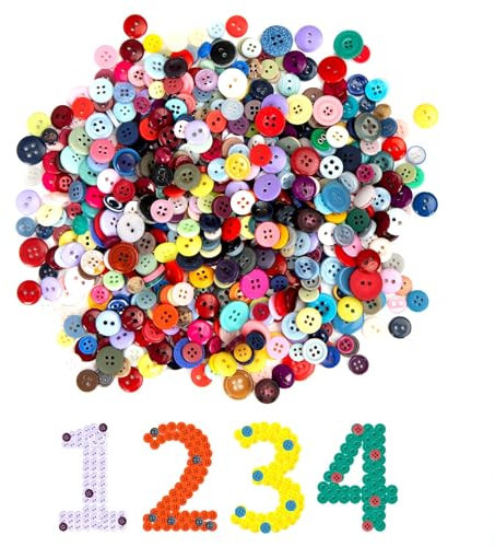 XIKAYA 1000 Stück Knopf-Mix Set – Bunte Bastelknöpfe in Candyfarben (7-15mm) – Kunststoffknöpfe für DIY, Kinderhandwerk & Geschenkdekoration