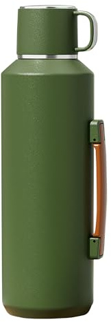 Simcat Botella de agua de acero inoxidable 316 aislada al vacío, termo (mantiene 24 horas), vaso de viaje aislado para agua fría y caliente con taza de viaje para viajes diarios (verde, 1500 ml)