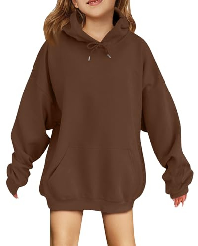 Generisch Pullover Kinder Oversize Mädchen Hoodie Elegant Kapuzenpullover Herbst Winter Langarmshirt Mode Sweatshirt Casual Pulli Sport Streetwear Einfarbig Kapuzenpulli Lässig Oberteile Mit Taschen