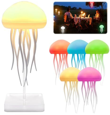 DAZZTIME LED Quallen Lampe - Jellyfish Nachttischlampe mit Stimmungslicht für Dekorative Atmosphärenbeleuchtung