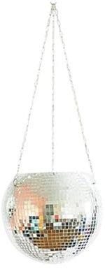 WJLYDM Mirror Reflector Garden Pots Planters Disco Ball Outdoor Flower Pots Rope Mirror Hanging Basket Wall Home Room Garden