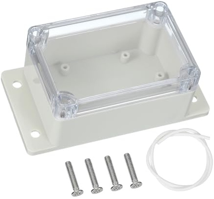 PATIKIL 100x68x50mm Junction Box, Electrical Enclosure Box ABS Plastic Waterproof Outlet Plug Cover Cord Protector with Mounting Plate for Outdoor Indoor, White/Transparent