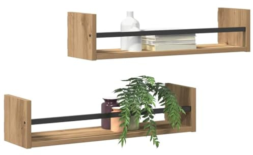 vidaXL Wandregal Wandhalterung 2 STK. Artisan-Eiche 60 x 16 x 14 cm | Vereint Handwerkskunst mit modernen Designprinzipien, Hergestellt aus massiver Eiche,