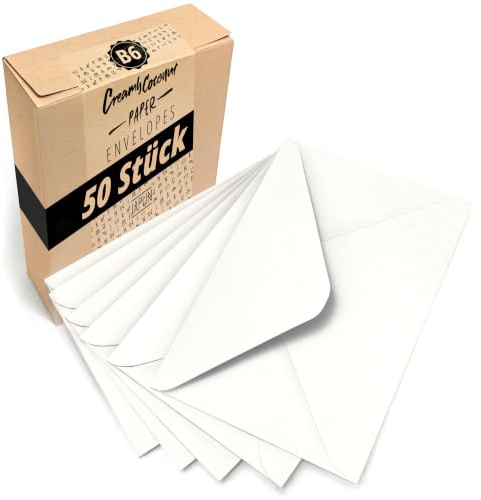 Japun - Briefumschläge (50 Stück) - DIN B6, 175 x 125 mm, weiß | Kuvert aus 120 g/m² Papier, Umschlag mit Nassklebung ohne Fenster, für Einladungen zum Beschriften und Bedrucken