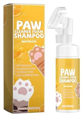 Champú para gatos sin agua con cepillo para gatos, champú seco para gatos, espuma para baño de gatos yzG842 (amarillo, 18 x 5 cm)