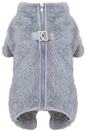 Izefia Hund Pullover Kleidung Fleece Wolle Onesie Winter Warm Schweiß Hemd 4 Beine Pyjama Trendy Haustier Gesicht Muster Pullover für Kleinen Hund Mittlere Katze