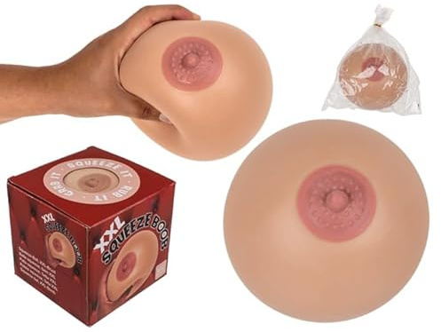Squeeze Boob XXL Anti-Stress-Ball, XXL, hautfarben, 12 cm, 900 g, mit Geschenkbox