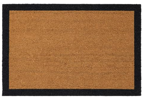 My Mat Printed Coir Border Black Doormat, Perfect for Indoor and Outdoor Use, Large Welcome Mat for Front Door, Entryway and Patio 60x90cm