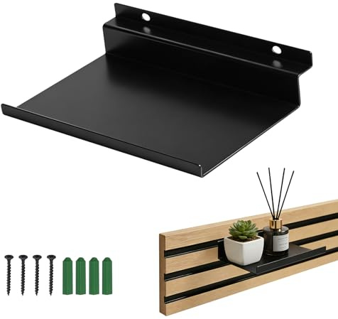 MIGUBIGU 1 Pcs Regal für Akustikpaneele Ohne Bohren 25 x 10 cm | Wandorganizer für Akustikpaneele Schwarz, Akustikpaneeles Zubehör für Büro, Wohnzimmer, Schlafzimmer, Paneele Wand