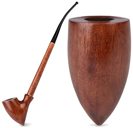 33 cm lång Churchwarden-rökpipa i päronträ, Tolkien-inspirerad | För 9 mm filter | Sammetspåse ingår | Endast för tobaksanvändning
