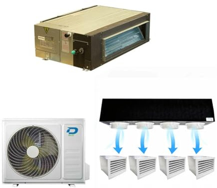 Diloc Over Climatiseur gainable 24000 BTU Inverter R32 A++ avec kit Plenum 4 voies – Climatiseur en pompe à chaleur mod. D.OVER24CAN