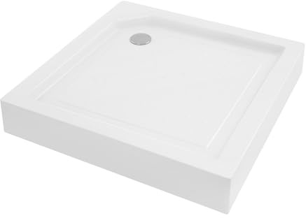 Plato de ducha cuadrado 85 x 85 x 14 cm, plato de ducha cuadrado de plástico, plato de ducha antideslizante, para baño empotrado