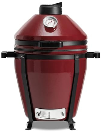 Minimo EVO Parrilla Cerámica 41 cm (16) Rojo Royal – Barbacoa Kamado con Sistema GrillMax 2 Niveles, Termómetro Integrado, Deflectores de Calor y Funda