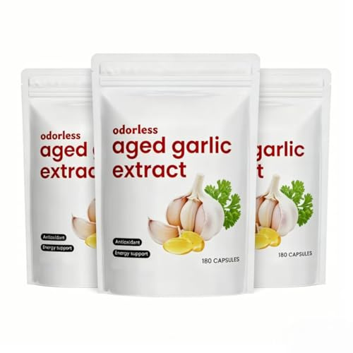 Estratto di aglio invecchiato, aglio biologico inodore, supporto cardiaco e immunitario, 180 conteggi,3pcs