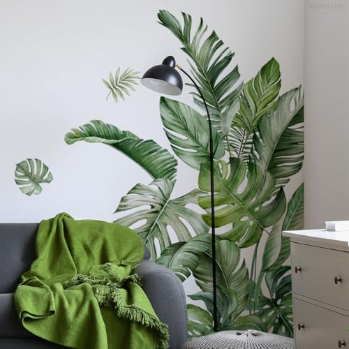 WandSticker4U®- Wandtattoo Pflanzen groß PALME (68x101 cm) I Wandtattoo Wohnzimmer modern tropische Pflanzen Dschungel Blätter Palmen grün I Wandsticker Wand Deko Küche Bad Flur Möbel XXL