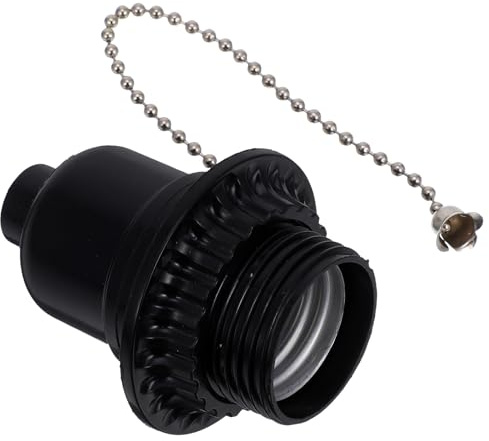 Portalámparas y Base Mediana Negro E26 con Interruptor de Cadena | Repuesto Roscado Abs, Instalación Sencilla, para Lámpara de Pie y Lámpara Colgante