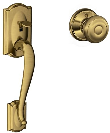 SCHLAGE Camelot Türknauf, georgianischer Innenbereich, antikes Messing, FE285 CAM 609 GEO
