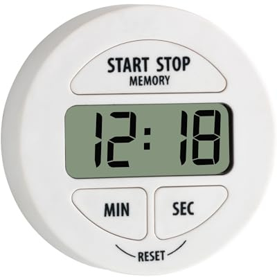 TFA Dostmann Digitaler Timer und Stoppuhr, 38.2022.02, klein und handlich, magnetisch, mit Memory-Funktion, Eieruhr, für Küche, Sport, Lernen, weiß