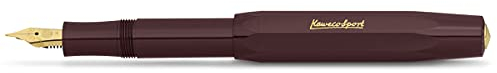 Kaweco CLASSIC SPORT Füllhalter Bordeaux mit vergoldeter Edelstahlfeder und Iridiumspitze für Tintenpatronen I Füllfederhalter 13 cm I Füller in Bordeaux I Federbreite: M (Medium)