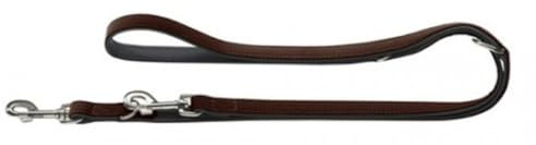 HUNTER verstellbare Hundeführleine SOFTIE, 3-fach verstellbare Hundeleine, Kunstleder in Nubukoptik, pflegeleicht & abwischbar, Made in Germany, Farbe: braun/schwarz, Größe: 20/200