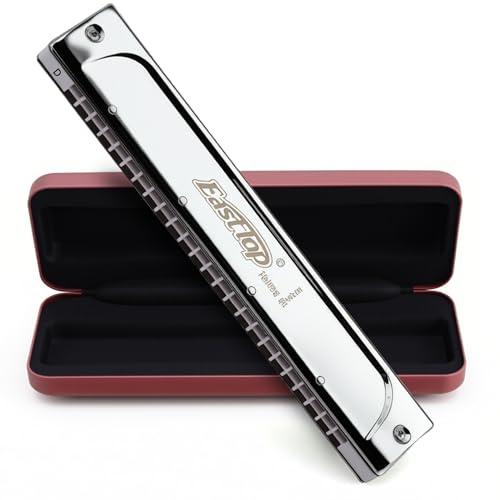 East Top Mundharmonika, Tremolo Mundharmonika Tonart D 24 Löcher T2406S Mundharmonika für Erwachsene, Profis, Anfänger und Studenten, als Geschenk