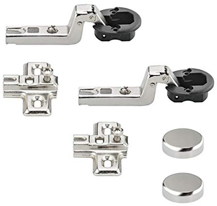 Gedotec Door Hinge Inner Stop for Glass Doors Metal Band with Automatic Closing Furniture Hinge with Mounting Plate & Cover Cap Chrome-Plated Pack of 10 Concealed Hinge for Glass Display Cabinets