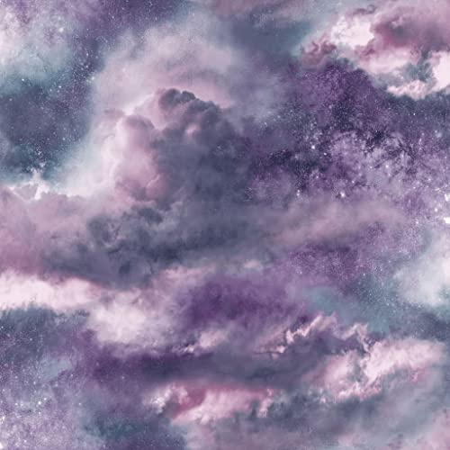 Arthouse Diamond Galaxy Purple Blush & Lilac Cloud Wallpaper - Create a Space or Mystical Theme - Embedded with Sparkling Glitter for Extra Effect - Fabulous Pasted on a Ceiling 260007