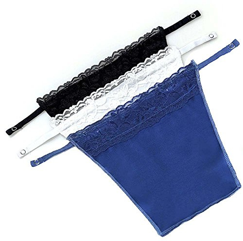 Metyou 3 st, dam, spets, clip-on, falsk, linne, bh, inlägg, överlägg, blygsam, panelväst, svart, vit, marinblå
