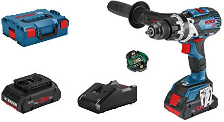 Bosch Professional 18V System Cordless Combi Drill GSB 18V-110 C (max. Torque of 110 Nm, incl. 2X ProCORE 18V 4.0Ah Batteries, Charger GAL 18V-40, Aux. Handle, L-BOXX)