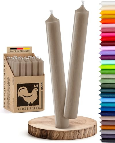 Stabkerzen 10 Stück Tafelkerzen durchgehend gefärbt Spitzkerzen für die Tisch-Deko zur Hochzeit Weihnachten & Party Farbe: Taupe/Beige/Braun Höhe:18cm