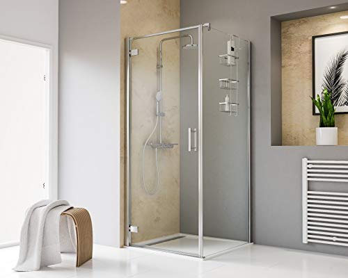 Schulte Toura Plus Drehtür pendelbar mit Seitenwand, Profile chromoptik, Sicherheitsglas klar hell inkl, Fixil-Glassiegel, EP666214-5 41 500 02 68 39