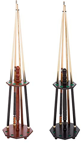 Automaten Hoffmann Billard-Queue Ständer | Reines Massivholz |Für 8 Billard-Queues | Mahagoni oder schwarzes Holzdekor | Höhe 83 cm | Mit Filzeinlegern