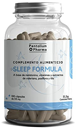 Formule Pentalium SLEEP - Complément alimentaire - Mélatonine (1,8 mg), Vitamine C, B6 et B12, Valériane, Passiflore et Tilleul - 100 Capsules