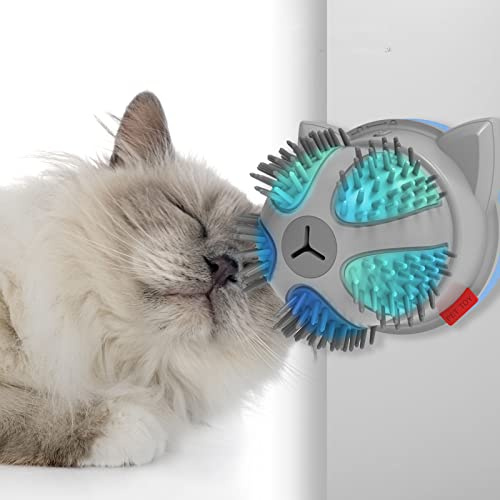 Irishom Elektische Katzen Self Groomer Massageecke für Katzen Intelligentes Katzenmassagegerät Bürstenkamm Interaktives Katzenspielzeug mit LED-Licht