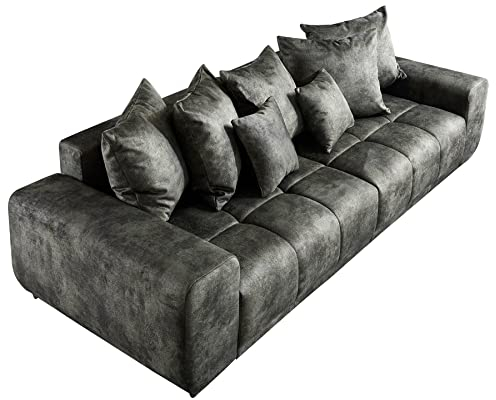 Riess Ambiente Big Sofa ELEGANCIA 285cm moosgrün Microfaser XXL Couch inkl. Kissen Federkern