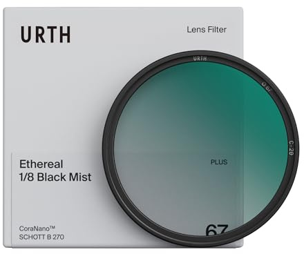 Urth Filtro Difusor Black Mist ⅛ 72 mm (Plus) | Efecto halo, look cinematografico, tono de piel mas suave – ideal para retratos y bodas, nano 20 capas