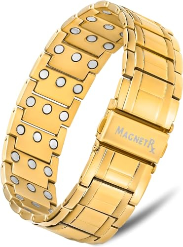 MagnetRX® Bracciale Magnetico Uomo in Titanio con Triplo Spessore – Bracciale Magnetico Terapeutico Uomo con Chiusura Pieghevole di Alta Qualità e Lunghezza Regolabile con Strumento di Misura, 23 cm