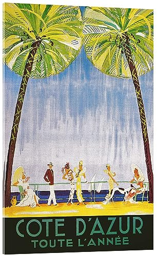Posterlounge Cote D'Azur das ganze Jahr über (französisch) Acrylglasbild von Vintage Travel Collection 60 x 90 cm Wandbilder Wanddeko