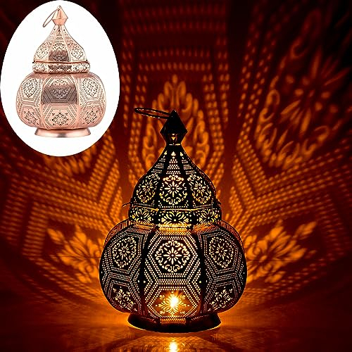 Marrakech - Lampada e lanterna in metallo da 30 cm | Lampada da tavolo in rame Mahana come decorazione orientale Ramadan
