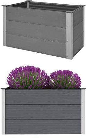 Hommdiy Garten-Hochbeet WPC,Pflanzkasten Blumenkasten Gemüsebeet Pflanzkübel Gartenbeet Pflanzbeet (Grau-100 x 50 x 54 cm)