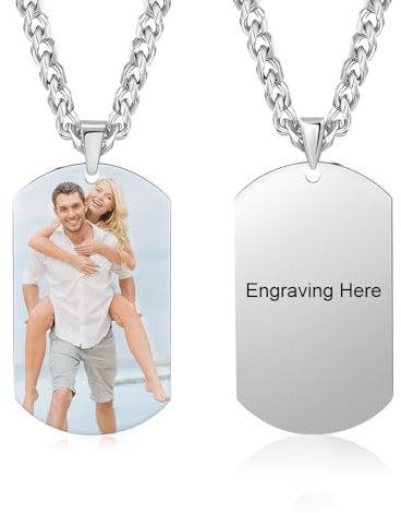 ALBERTBAND Personalisierte Ketten für Herren Halskette mit Graviert Foto Namen Text Geschenk für Männer Papa Ehemann Vatertag Valentinstag Weihnachten