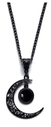 GAUEIOUR Moon Crystal Pendant, Dark Gothic Alloy, Punk Style Moon Necklace - Halloween, Valentine's, Christmas, New Year Jewelry Gift for Women & Girls