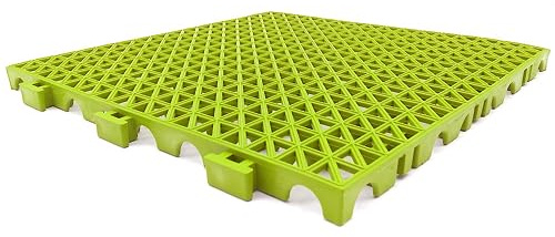 12 Losetas PVC Reforzadas Pistacho ≈1,3m² Antihumedad Garajes y almacenes | Paso de coches y maquinaria. Evita resbalones. Drenaje eficaz. Ideal trasteros, sótanos, bodegas, despensas y zonas húmedas.
