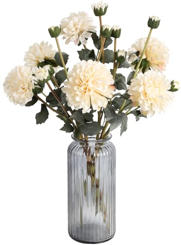 IPOPU Künstliche Dahlie, weiße Dahlie, 2 Blumensträuße aus Dahlie, Seidenblumen für Zuhause, Tische, Hochzeitssträuße, Tafelaufsätze, Brautparty, Party-Dekorationen (weiß)