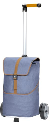 ANDERSEN Einkaufstrolley - Shopper Auke Flieder | mit ergonischem 3-Wege-Griff, höhenverstellbar, aus Alu, bis 40 kg - Tasche mit Rucksackfunktion, Innenfach, Seitenfach, 46 L
