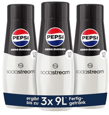 SodaStream Sirup 3x Pepsi Zero Zucker - 1x Flasche ergibt 9 Liter Fertiggetränk, Sekundenschnell zubereitet und immer frisch, 440 ml