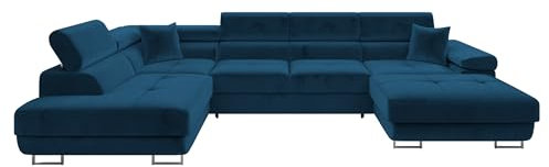 Mirjan24 Ecksofa Torezio Bis mit Bettkasten, Einstellbare Kopfstützen, Sofa mit Schlaffunktion, Eckcouch für Wohnzimmer, Polsterecke, U-Form Couch mit Bettfunktion (Manila 26, Seite: Links)