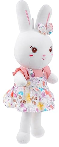 HEMOTON Plüsch-Kaninchen-Puppe Tierisches Schlafspielzeug Plüschhase Für Babys Ostergeschenkspielzeug Ausgestopfter Hase Aus Plüsch Osterhase Weißer Hase Kind Plüschmaterial Rosa Kleidung