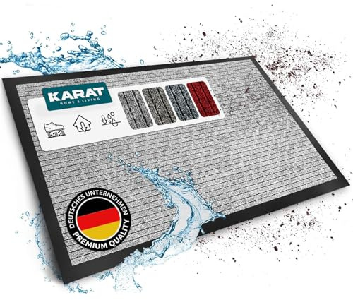 KARAT Schmutzfangmatte Dura - 90 x 120 cm, Grau - Fußmatte mit Rutschfester Rückseite - Türmatte für Eingangsbereich - Fußabtreter, Sauberlaufmatte, Türvorleger