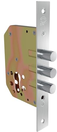 Amig - Cerradura de Embutir Con Bulones para Puertas de Madera - 50 mm - Sin Cilindro y Escudo de Seguridad - Acero Inoxidable - Mate - Incluye Tornillería
